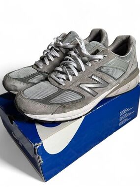 New Balance Men's 990v4 Gray Mesh Suede Running Shoes size 14